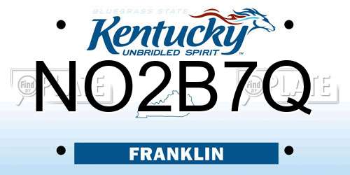 NO2B7Q Kentucky License Plate