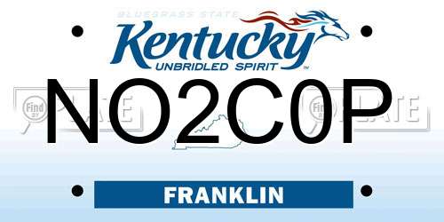 NO2C0P Kentucky License Plate