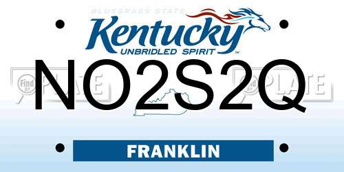 NO2S2Q Kentucky License Plate