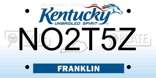 NO2T5Z Kentucky License Plate