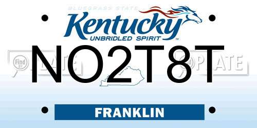NO2T8T Kentucky License Plate