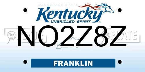 NO2Z8Z Kentucky License Plate