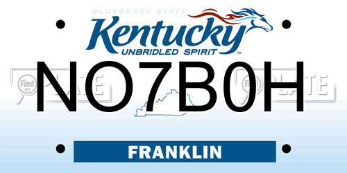 NO7B0H Kentucky License Plate