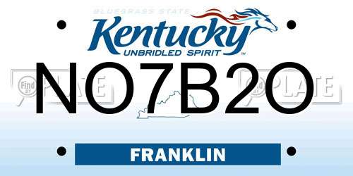 NO7B2O Kentucky License Plate