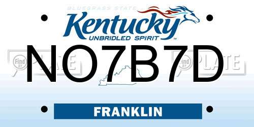 NO7B7D Kentucky License Plate