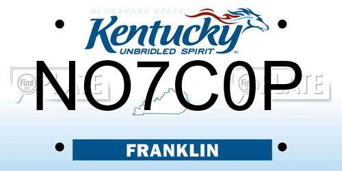 NO7C0P Kentucky License Plate