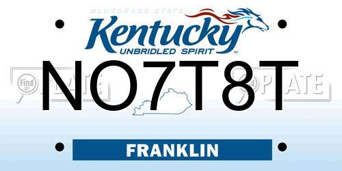 NO7T8T Kentucky License Plate