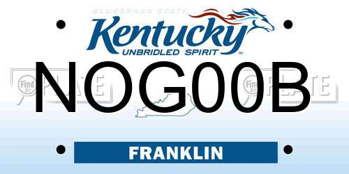 NOG00B Kentucky License Plate