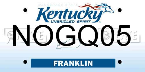 NOGQ05 Kentucky License Plate
