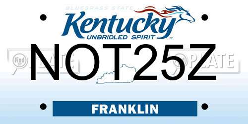 NOT25Z Kentucky License Plate