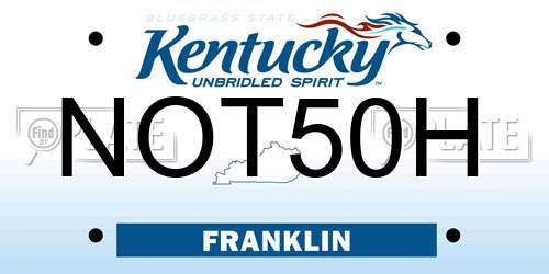 NOT50H Kentucky License Plate