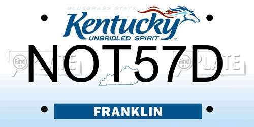 NOT57D Kentucky License Plate