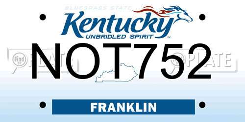 NOT752 Kentucky License Plate