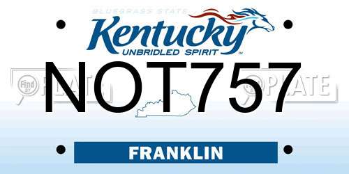 NOT757 Kentucky License Plate