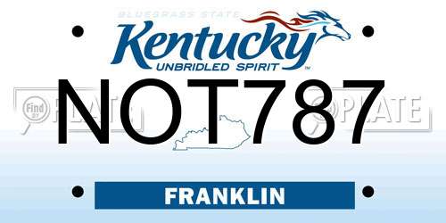 NOT787 Kentucky License Plate