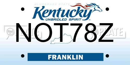 NOT78Z Kentucky License Plate