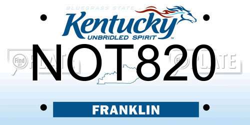 NOT820 Kentucky License Plate
