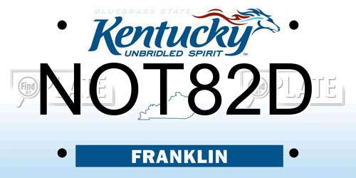 NOT82D Kentucky License Plate