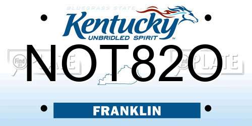NOT82O Kentucky License Plate