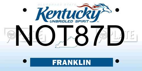 NOT87D Kentucky License Plate