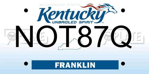 NOT87Q Kentucky License Plate