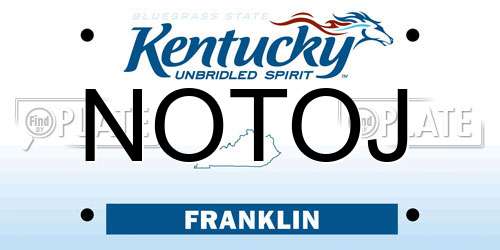 NOTOJ Kentucky License Plate