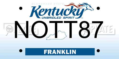 NOTT87 Kentucky License Plate