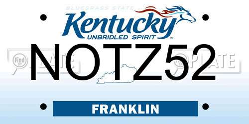 NOTZ52 Kentucky License Plate