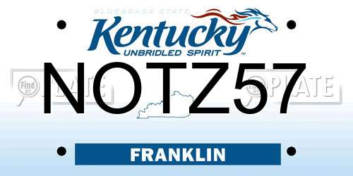 NOTZ57 Kentucky License Plate