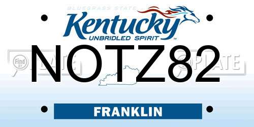 NOTZ82 Kentucky License Plate