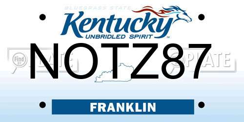 NOTZ87 Kentucky License Plate