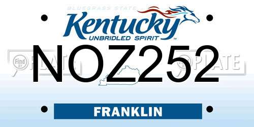 NOZ252 Kentucky License Plate