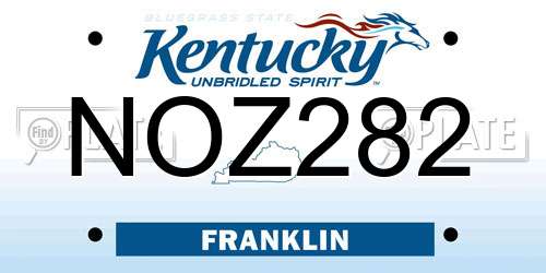 NOZ282 Kentucky License Plate