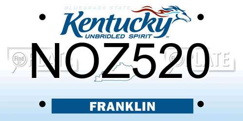 NOZ520 Kentucky License Plate