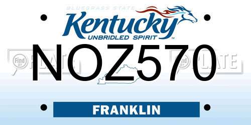 NOZ570 Kentucky License Plate