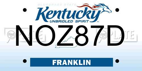 NOZ87D Kentucky License Plate
