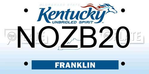 NOZB20 Kentucky License Plate