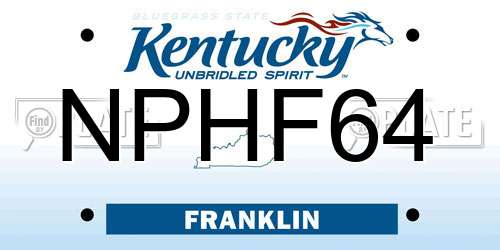 NPHF64 Kentucky License Plate
