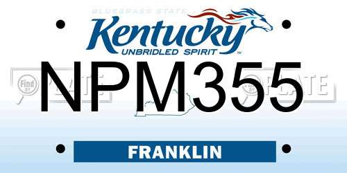 NPM355 Kentucky License Plate