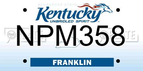 NPM358 Kentucky License Plate