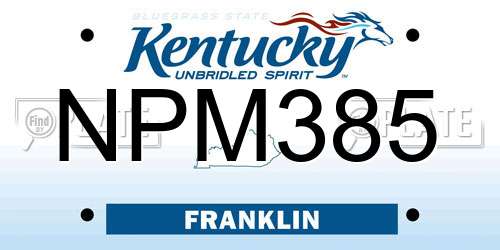 NPM385 Kentucky License Plate