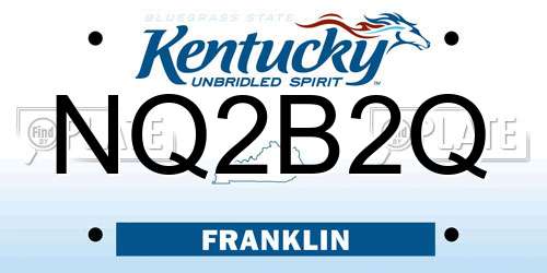 NQ2B2Q Kentucky License Plate