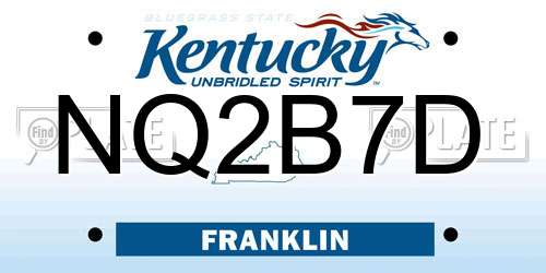 NQ2B7D Kentucky License Plate
