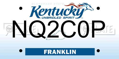 NQ2C0P Kentucky License Plate