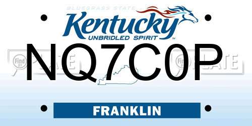 NQ7C0P Kentucky License Plate