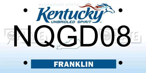 NQGD08 Kentucky License Plate