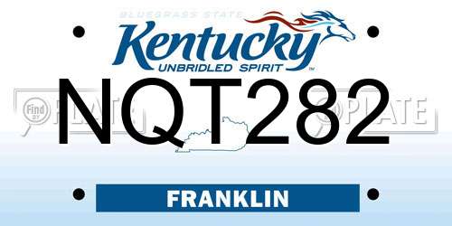 NQT282 Kentucky License Plate