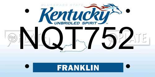 NQT752 Kentucky License Plate