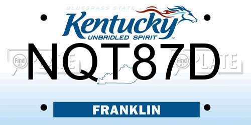 NQT87D Kentucky License Plate
