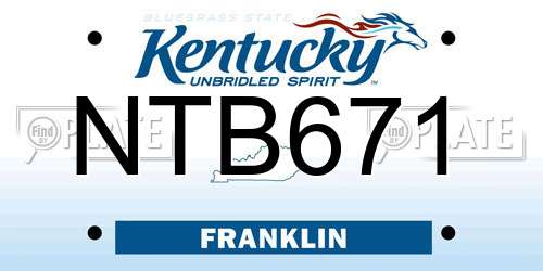 NTB671 Kentucky License Plate